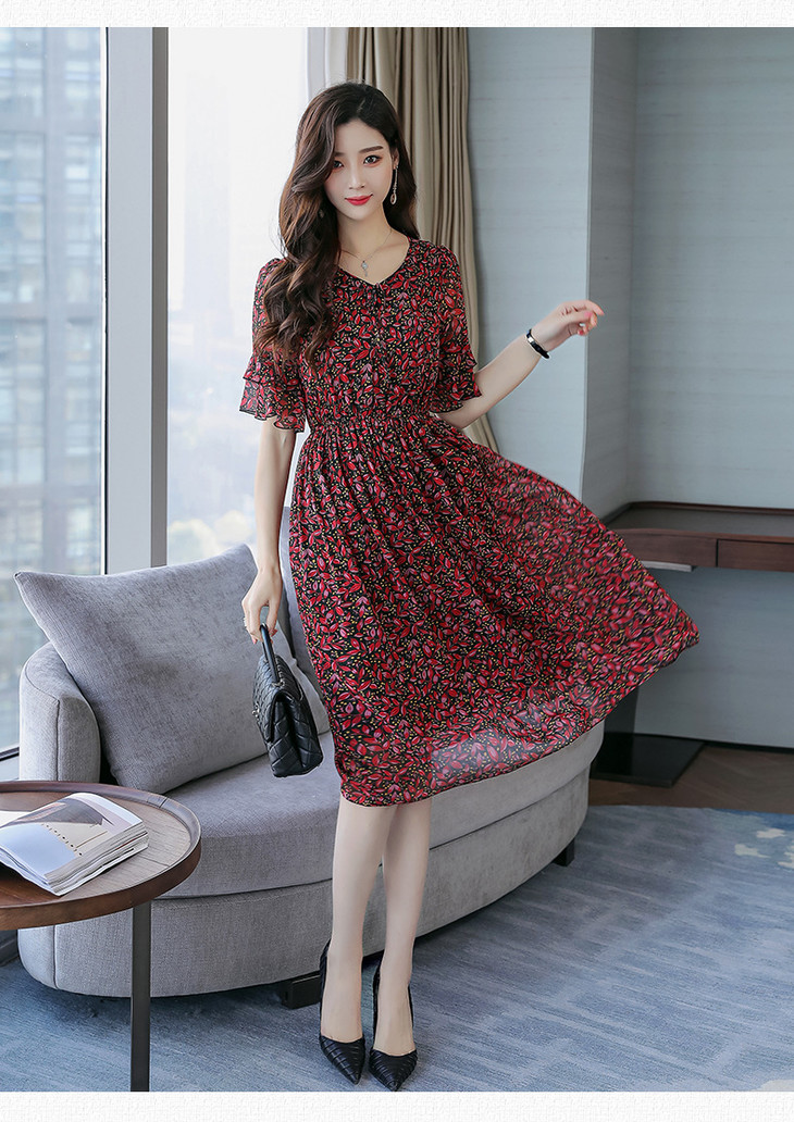 tca10真丝连衣裙中长款裙子