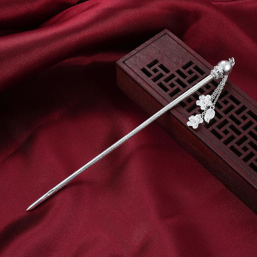 子佩集【灯下尘】纯银光珠心经发簪【LXP001】207 商品图3