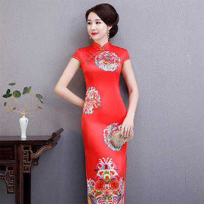 TX新品时尚气质长款端庄大气旗袍裙 商品图2