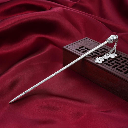 子佩集【灯下尘】纯银光珠心经发簪【LXP001】207 商品图7