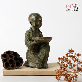 铜招财小罗汉铜佛禅意摆件书档