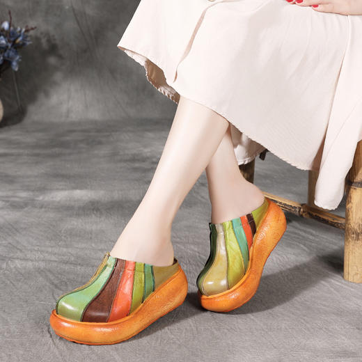 BC-1816-3056新款圆头纯皮包头拖鞋 外穿民族风懒人鞋 商品图3