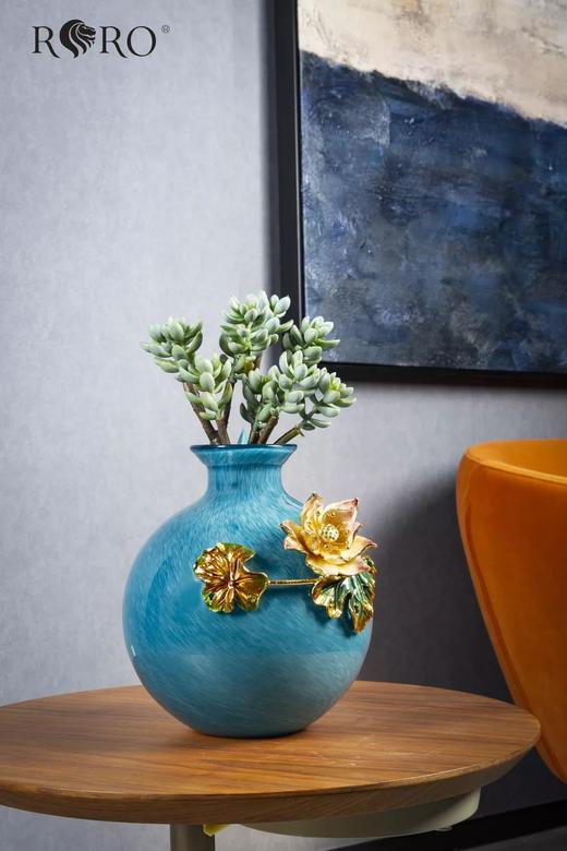 【彼达思】罗比罗丹 荷塘月色花瓶 珐琅彩轻奢玄关家用搬迁送礼 商品图2