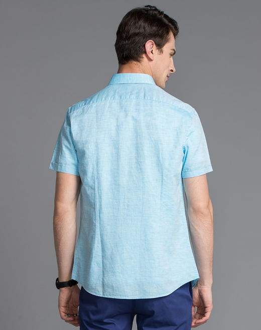 Marco Azzali 蓝色短袖衬衫 C5057600 商品图1