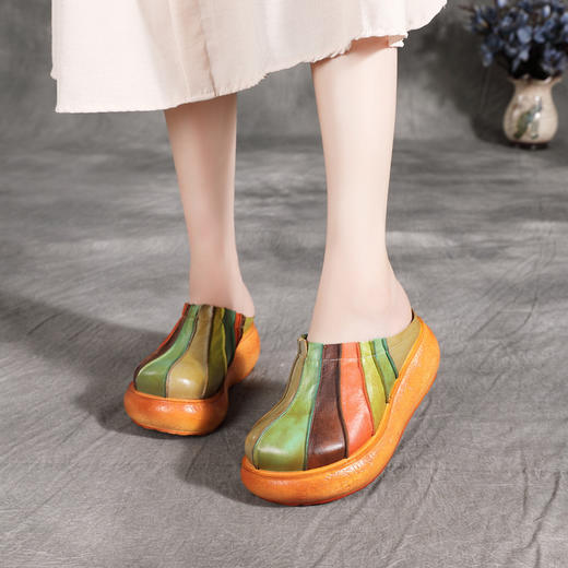 BC-1816-3056新款圆头纯皮包头拖鞋 外穿民族风懒人鞋 商品图2