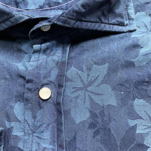 Marco Azzali 蓝色提花长袖衬衫 C3625600 商品图1