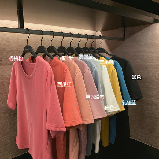 【金蘑菇菇 !秘鲁棉防蚊t】断码 特惠不退不换！！纯色宽松打底衫圆领短袖女 商品图4
