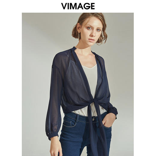 VIMAGE纬漫纪女装夏季新款时尚轻薄透气透视开衫薄款外穿防晒上衣V1103719 商品图1