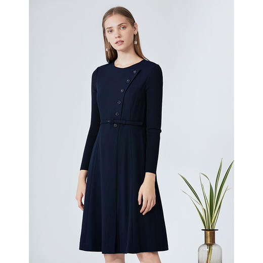 暂时下架-EITIE爱特爱女装秋新品时尚纽扣装饰圆领腰带收腰显瘦连衣裙5807568 商品图10