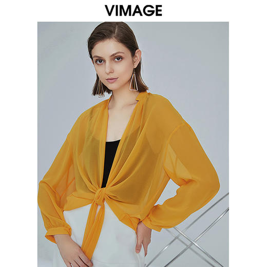 VIMAGE纬漫纪女装夏季新款时尚轻薄透气透视开衫薄款外穿防晒上衣V1103719 商品图0
