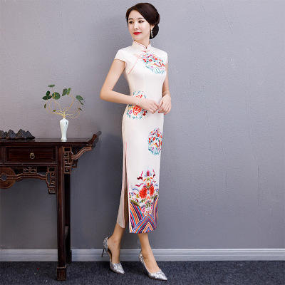 TX新品时尚气质长款端庄大气旗袍裙 商品图1