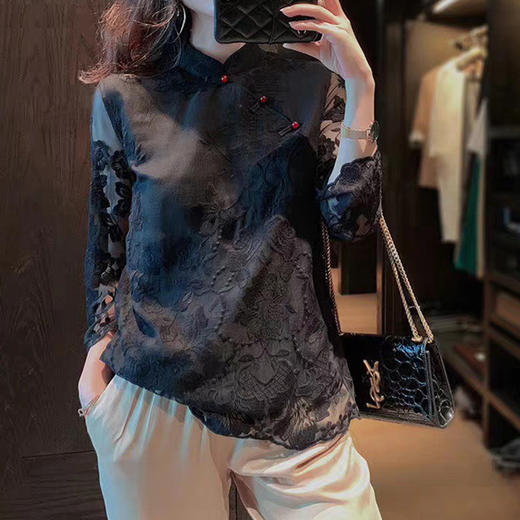 YDQ-1973欧洲站真丝提花盘扣刺绣上衣 商品图1