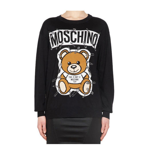 MOSCHINO 莫斯奇诺女装 小熊舒适图案时尚羊毛针织衫 黑色  0919 5501 1555 商品图0