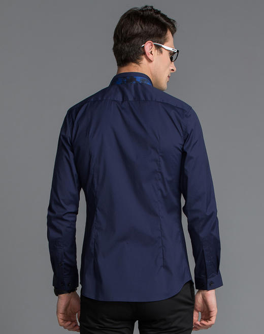 Marco Azzali 藏青长袖衬衫 C5010100 商品图1