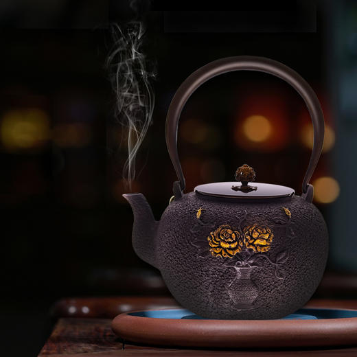 双蝴花舞手工铸铁壶 商品图0