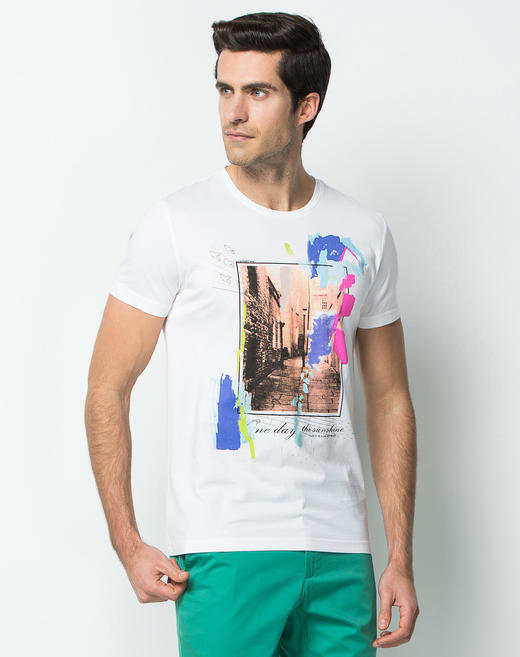 Marco Azzali 白色印花圆领T恤 T3850300 商品图2