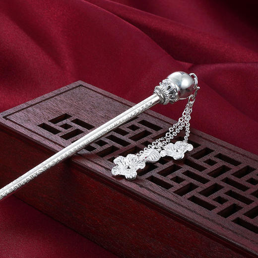 子佩集【灯下尘】纯银光珠心经发簪【LXP001】207 商品图4