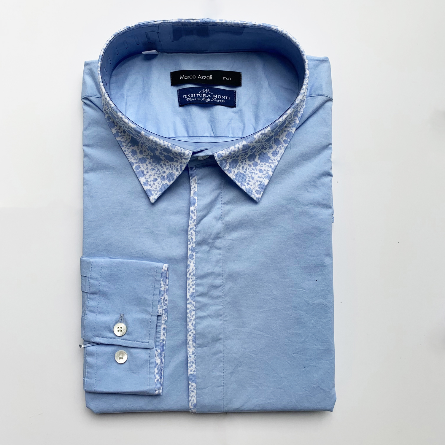 Marco Azzali 蓝色长袖衬衫 C3603600