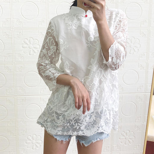 YDQ-1973欧洲站真丝提花盘扣刺绣上衣 商品图2