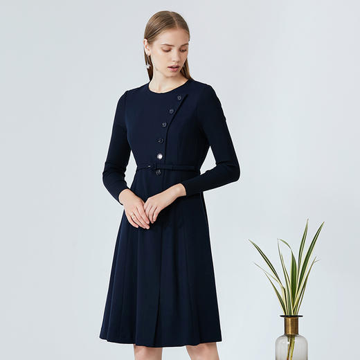 暂时下架-EITIE爱特爱女装秋新品时尚纽扣装饰圆领腰带收腰显瘦连衣裙5807568 商品图8