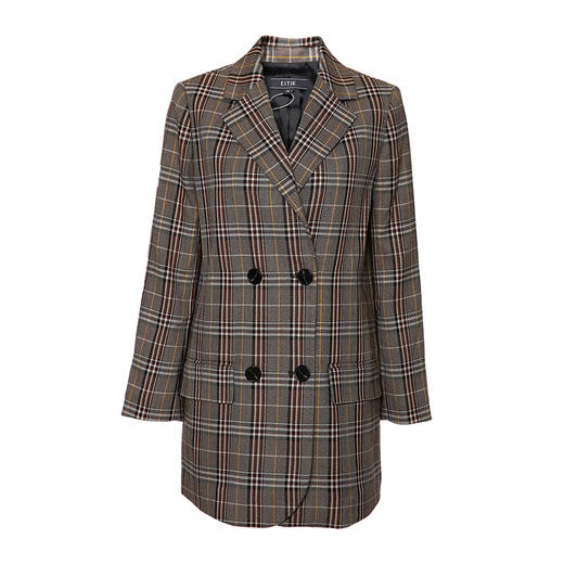 EITIE爱特爱秋季新款时尚复古英伦格子显瘦西装外套女中款6003715 商品图4