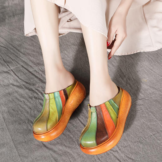 BC-1816-3056新款圆头纯皮包头拖鞋 外穿民族风懒人鞋 商品图1