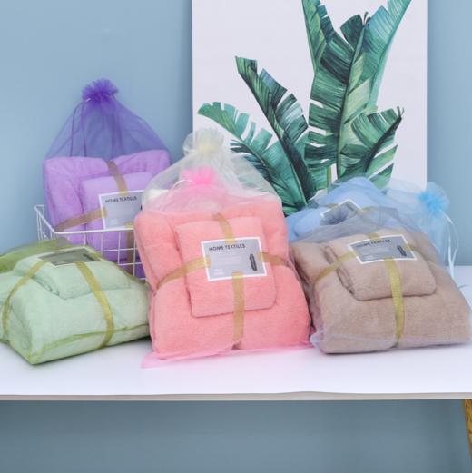 【母婴】毛巾浴巾珊瑚绒子母套巾柔软吸水男女婴儿童浴巾 商品图2