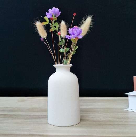 【家居摆件】白色陶瓷花瓶圆形宽口小清新简约现代素烧客厅电视柜家居装饰摆件 商品图1