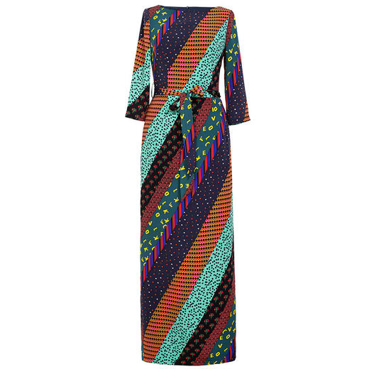 DF-DZ2372新款圆领印花复古气质超长一步裙 商品图4