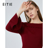 EITIE爱特爱女装秋新品优雅一字肩时尚喇叭袖收腰显瘦连衣裙5807569 商品缩略图0