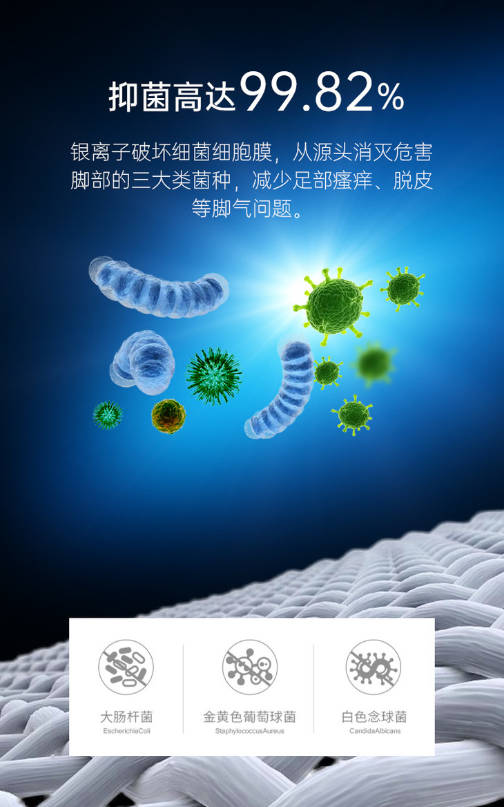 银离子除臭反光船袜