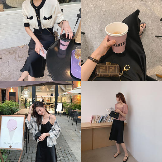 【金蘑菇菇 舒芙蕾】亮面丝滑光泽中长款缎面半身裙显瘦a字仙女裙 商品图0