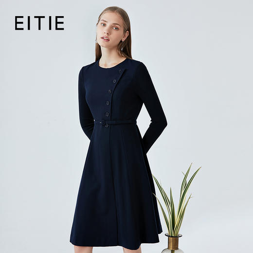 暂时下架-EITIE爱特爱女装秋新品时尚纽扣装饰圆领腰带收腰显瘦连衣裙5807568 商品图6