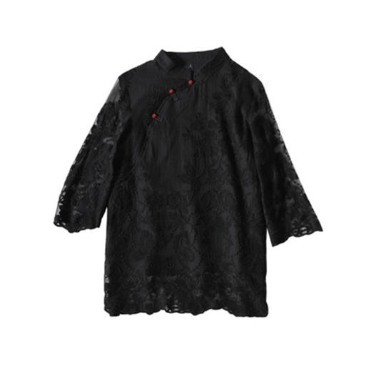 YDQ-1973欧洲站真丝提花盘扣刺绣上衣 商品图4