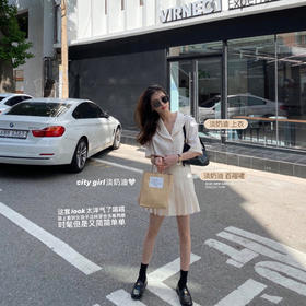 【金蘑菇菇 city girl西装套装】网红格子伞裙女！不退不换！