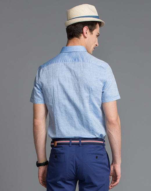 Marco Azzali 蓝色短袖衬衫 C5058600 商品图1