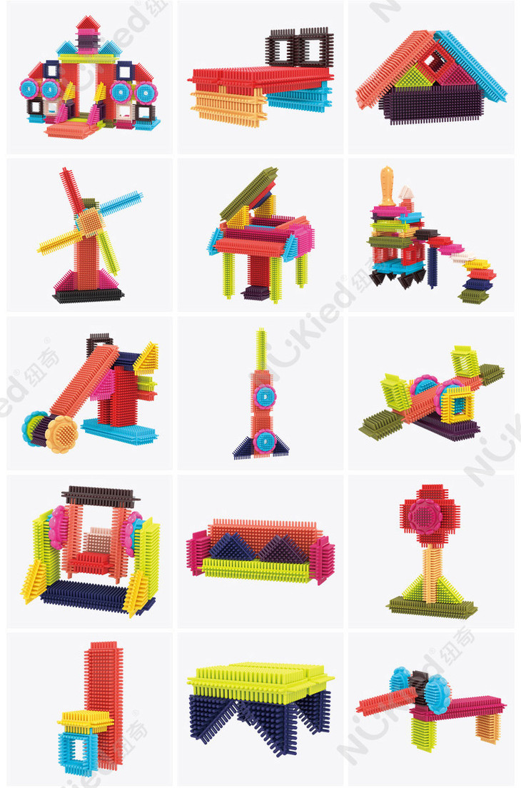 爆款纽奇鬃毛积木体验装16粒儿童益智启蒙手抓软积木感统玩具