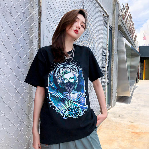 [59.9一件]20夏季圆领休闲新款修身全棉翅膀男装潮牌情侣个性文化半袖T恤衫 MT-1623 商品图1