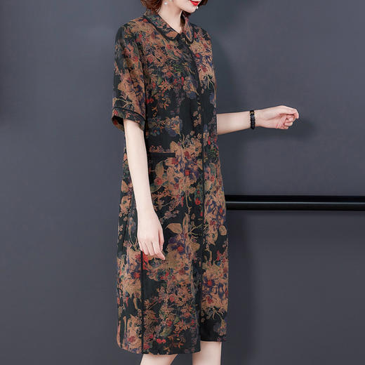 AHM-aryg1109夏新款大码妈妈装龟裂纹香云纱气质修身连衣裙 商品图2