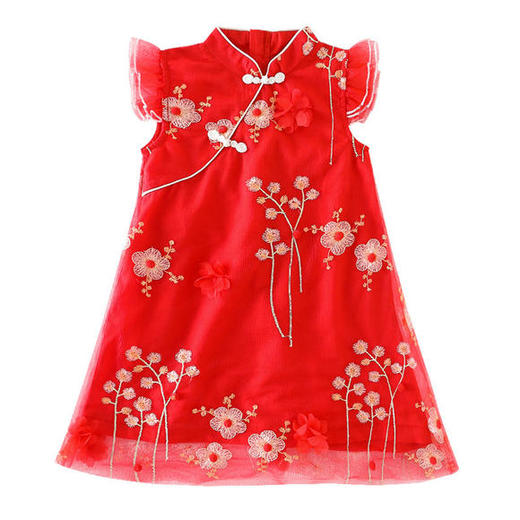 JSL-73-2刺绣  夏季新品中大童名族风汉服连衣裙 商品图4