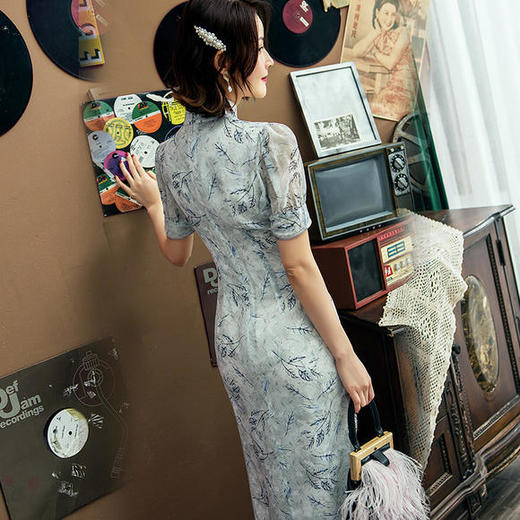 HX-Q36新款雪纺泡泡袖修身改良旗袍 商品图2