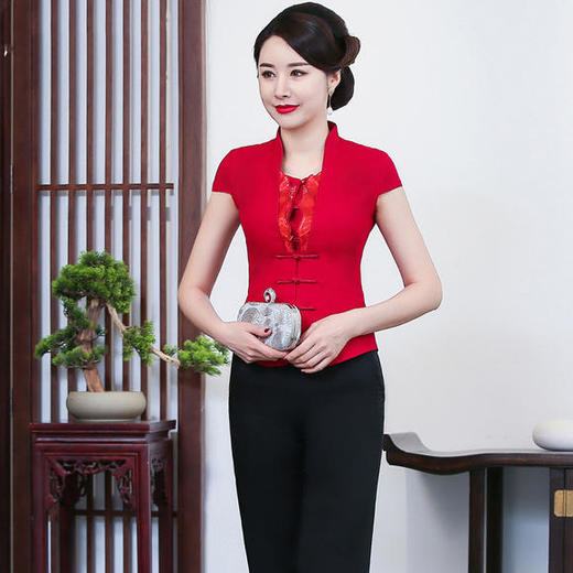 LYR-2048新款改良棉麻刺绣中式套装 商品图0