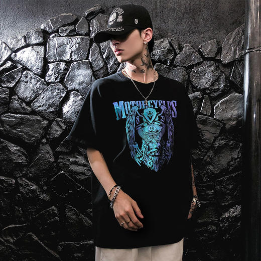 [59.9一件]夏季新款纯棉常规休闲宽松款圆领流行七彩个性简单印花短袖潮T恤 MT-1621 商品图1