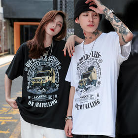 [59.9一件]自由基地夏季宽松全棉短袖T恤硬核越野车乌尼莫克印花时尚体恤MT-1631