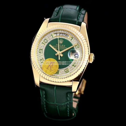 TR厂闪闪发光的劳来了！[色](劳就要有金有钻)劳力士ROLEX星期日历型day-date 36mm系列118138皮带绿珐琅满天星少量到货！劳力士满天星在名表里面就像一颗闪闪发光的明星，气质魅力无可 商品图7