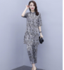 HT-2090新款女休闲时尚缎面印花套装洋气显瘦开衫两件套 商品缩略图2