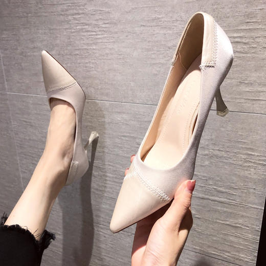 FM-691-18猫跟鞋   2020新款法式高跟鞋女细跟尖头单鞋 商品图1
