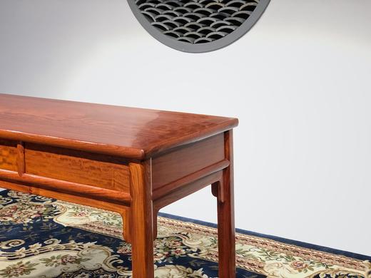 红桥红  家具严选  缅甸花梨（大果紫檀）  【146 三抽刀牙 小书桌两件套】 商品图8