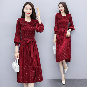 CQ QY99956 2020年秋季波点时尚气质潮流套头长袖中长款连衣裙