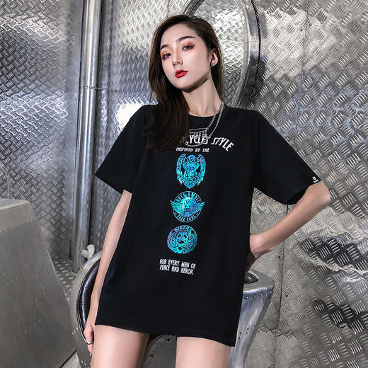 [59.9一件]自由基地宽松机车复古短袖T恤衫潮流摩托车骑行个性圆领motocycle体恤MT-1618 商品图1